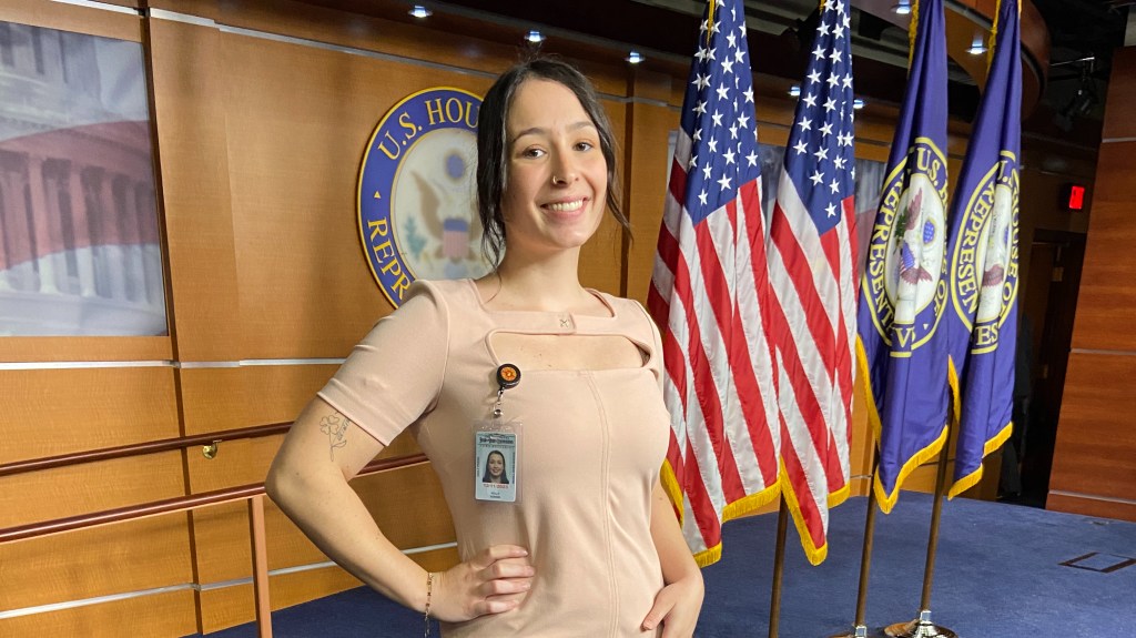 Kelly Adkins at the U.S. House of Representatives media room.